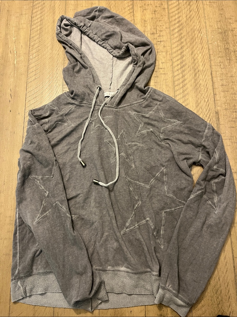 Women's Gray Star-Print Hooded Sweatshirt